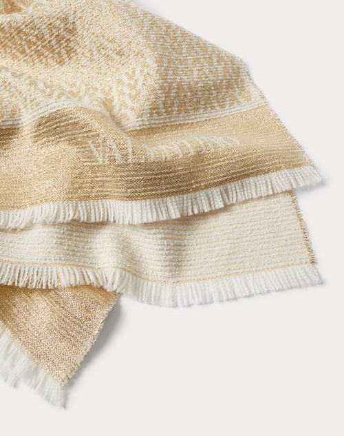 Valentino Garavani - Stola Optical Valentino In Misto Lana E Lurex - Avorio/oro - Donna - Accessori Tessili