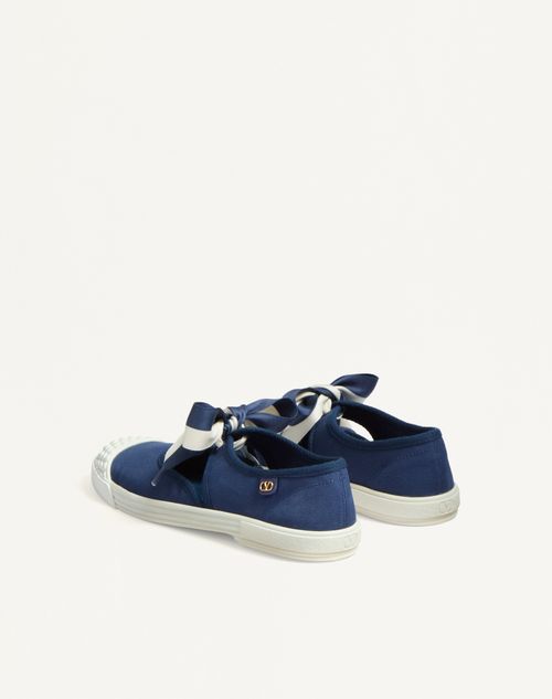Valentino Garavani - Bay By Bay Ballerina Sneakers In Canvas - Indigo/ivory - Woman - Sneakers