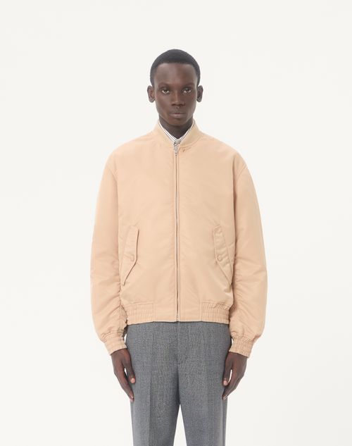 Valentino - Bomber Valentino In Nylon Con Vgold - Sabbia - Uomo - Giacche E Piumini