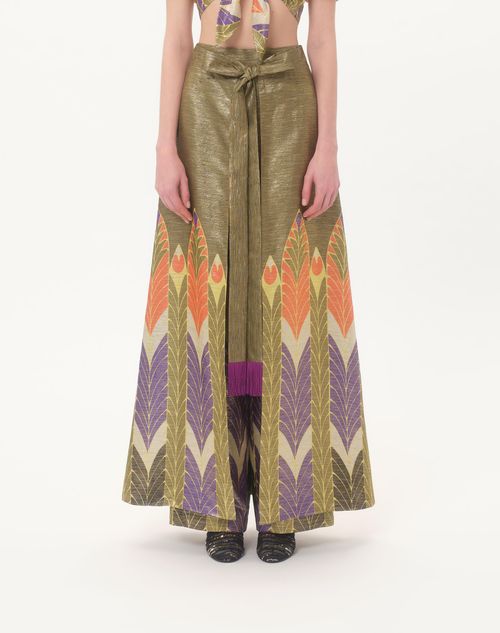 Valentino - Lurex Pants With Voyage Imaginaire Print - Multicolor - Woman - Pants And Shorts