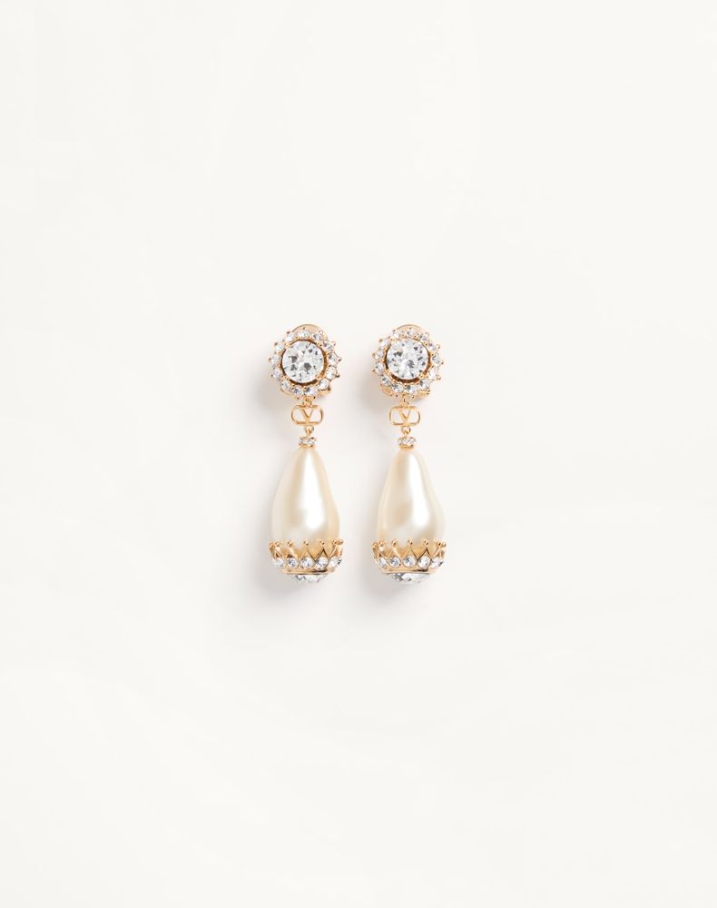 Valentino Garavani Poetique Des Gouttes Earrings In Metal, Swarovski® Crystals And Resin Woman Gold/