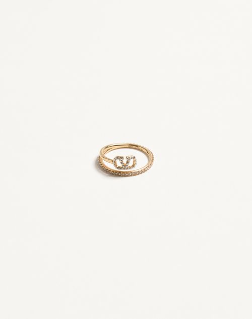 Valentino Garavani Bague Vlogo Signature En Métal Et Cristaux Swarovski Femme Or 9