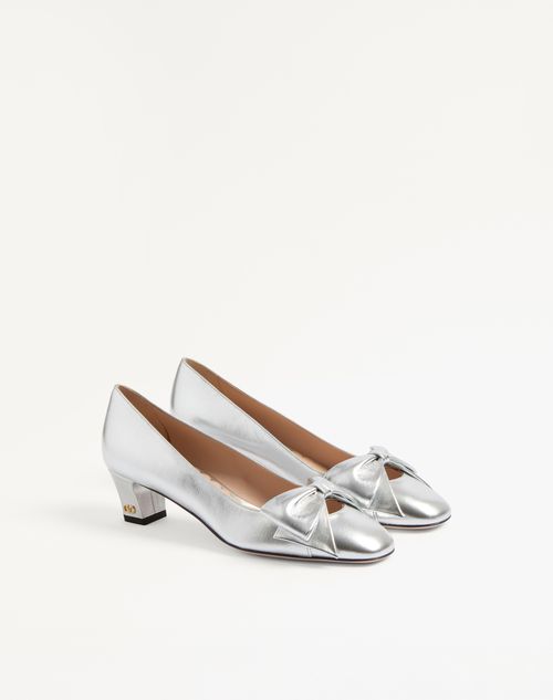 Valentino Garavani - Bowow Pumps In Laminated Nappa 45mm - Silver - Woman - Pumps