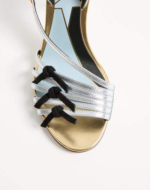 Valentino Garavani - Nodine Sandal In Laminated Nappa 100mm - Gold/silver - Woman - Sandals