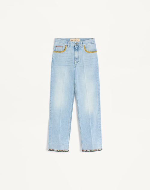 Valentino - Embroidered Denim Pants - Denim - Woman - Denim