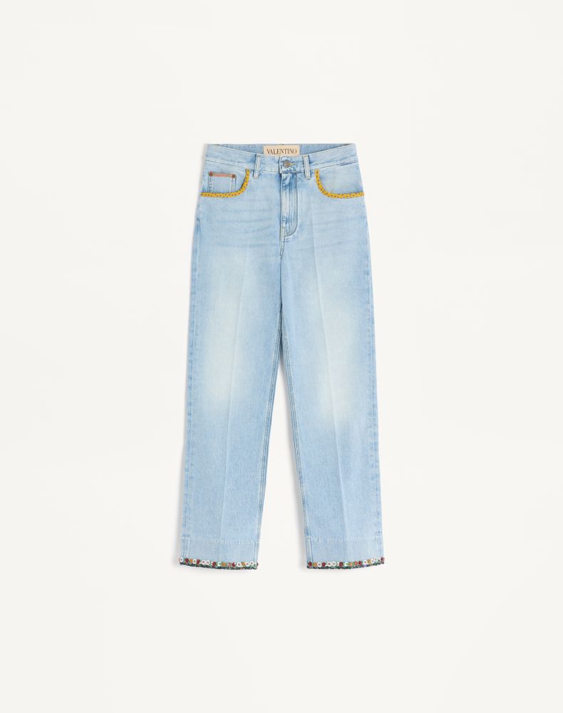 Valentino Women's Denim Embroidered Trousers Woman 28
