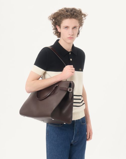 Valentino - Polo Valentino In Lana Con Vlogo - Burro/nero - Uomo - Maglieria