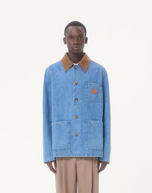 Valentino - Giacca Camicia Valentino In Denim Con Patch Vlogo - Denim - Uomo - Denim