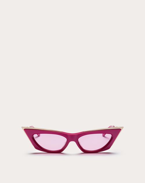 Valentino V-goldcut I - Pink / White Gold Sunglasses In Pink/dark Grey