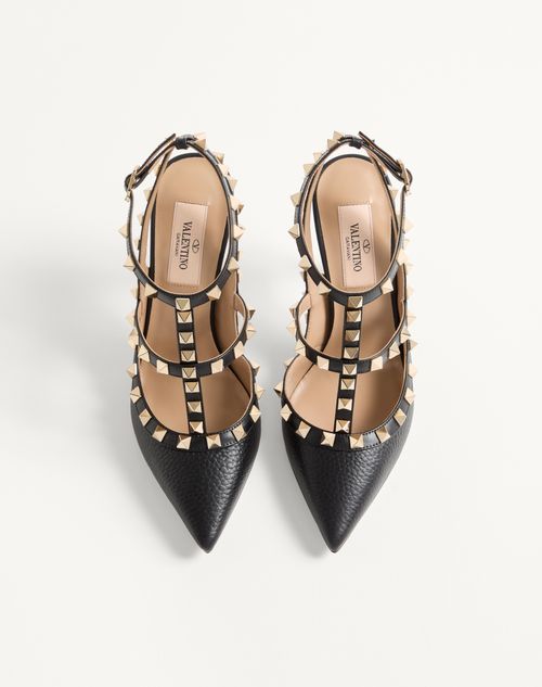 Valentino Garavani - Rockstud Grainy Leather Ankle Strap Pump 100 Mm - Black - Woman - Pumps