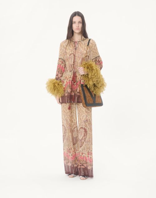 Valentino - Pekin Trousers With Voyage Imaginaire Paisley Print - Multicolor - Woman - Pants And Shorts