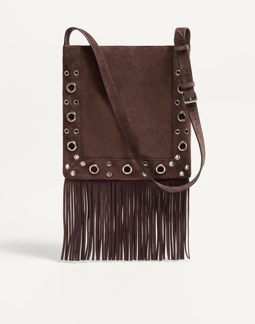 Valentino Garavani - Valentino Garavani Nellcôte Embroidered Shoulder Bag - Testa Di Moro - Man - Shoulder Bags
