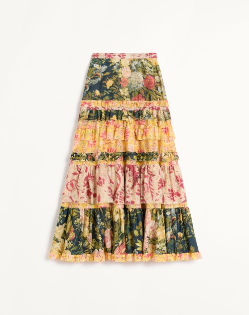 Valentino Multicolor Apres Lhiver Tiered Skirt In Multi