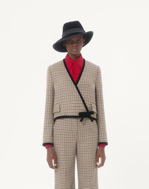 Valentino - Short Houndstooth Jacket - Beige - Woman - Jackets And Blazers