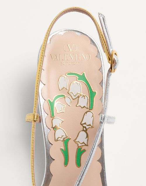 Valentino Garavani - Bowow Slingback Pumps In Moirè Fabric 45mm - Black/silver/antique Gold - Woman - Pumps