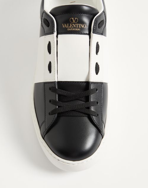 Valentino Garavani - Calfskin Open Sneaker - Black/white - Man - Trainers