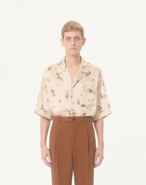 Valentino - ヴァレンティノ パピエフローラルプリント シルク ボウリングシャツ - バター - メンズ - シャツ