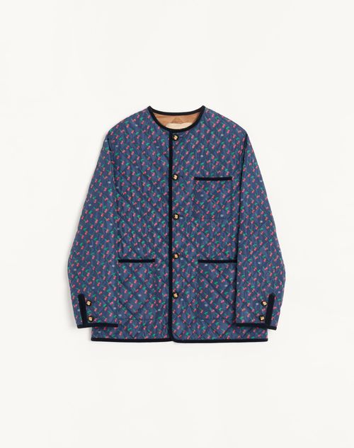 Valentino - Valentino Quilted Nylon Jacket With Cherryfic Print - Blue/red - Man - Outerwear
