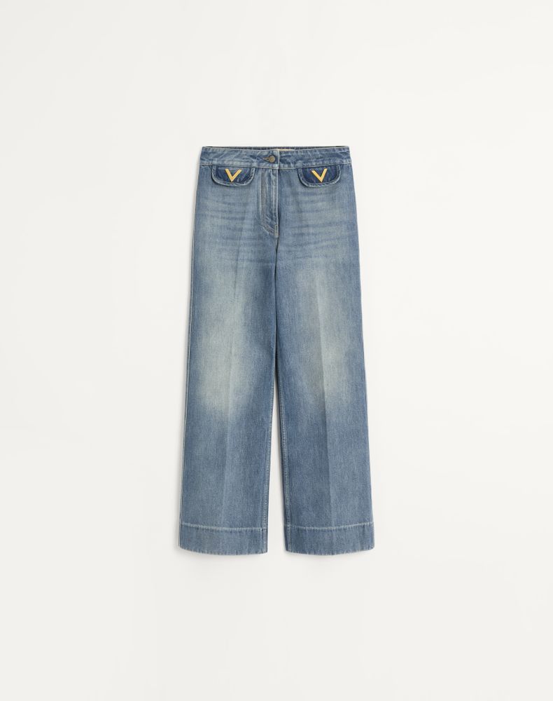 Valentino Women's Blue Denim Trousers Woman 50
