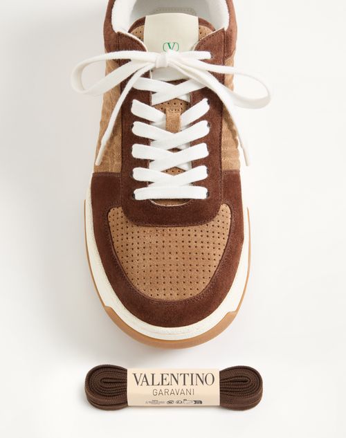 Valentino Garavani - Sparry Trainer In Split Leather - Brown/camel - Man - Trainers