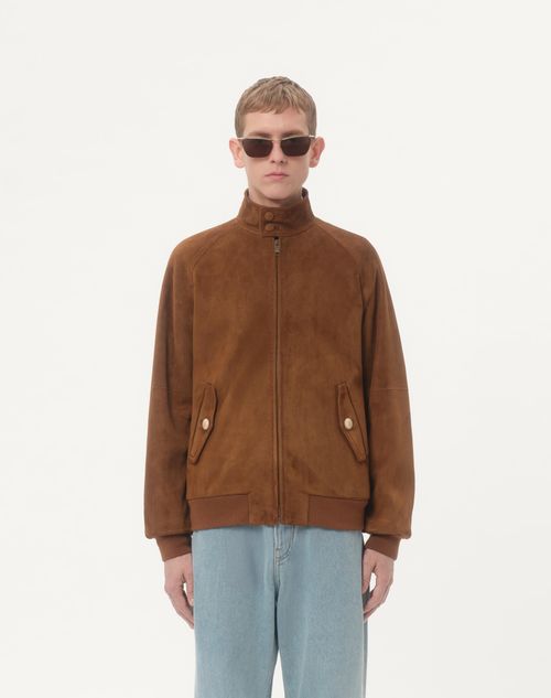 Valentino - Suede Jacket - Brown - Man - Outerwear