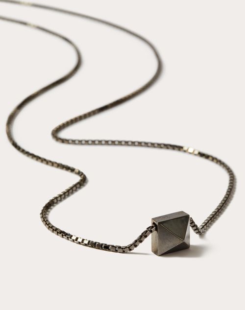 Valentino Garavani - Metal Rockstud Necklace - Ruthenium - Man - Jewelry