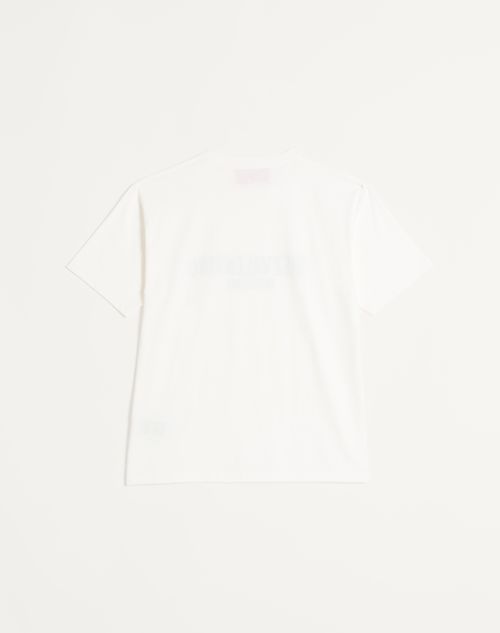 Valentino - Cotton T-shirt With Chez Valentino Print - Ivory - Man - T-shirts And Sweatshirts