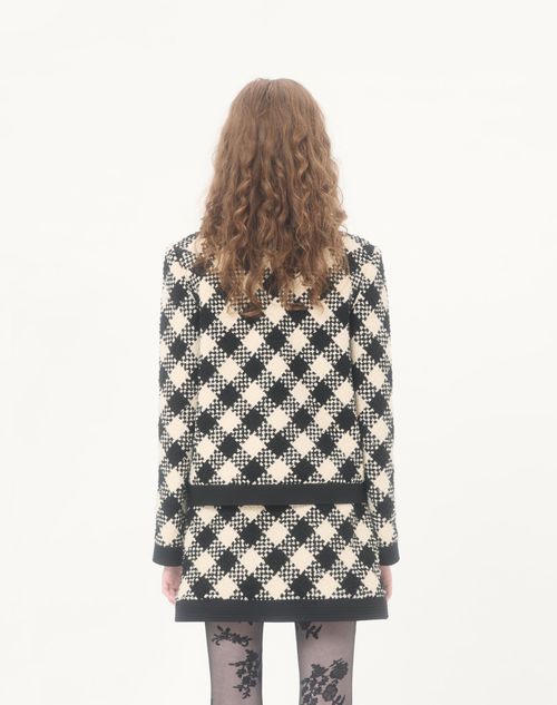 Valentino - Damier Tweed Jacket - Butter/black - Woman - Jackets And Blazers