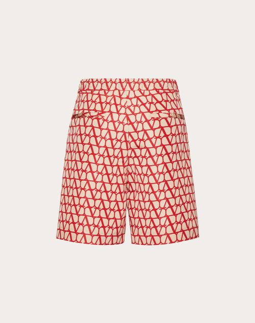 Valentino - All-over Toile Iconographe Print Silk Faille Bermuda Shorts - Beige/red - Man - Pants And Shorts