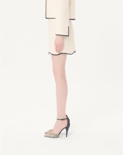 Valentino - Gonna Mini In Crepe Couture - Vaniglia/nero - Donna - Gonne