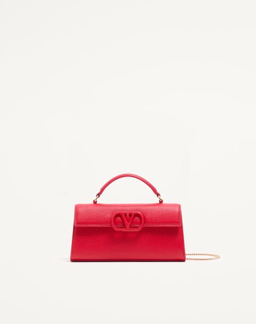 Valentino Garavani - Valentino Garavani Vsling Mini Handbag In Grainy Calfskin - Rouge Pur - Woman - Top Handle Bags