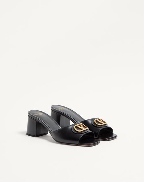 Valentino Garavani - Vlogo Signature Slide Sandal In Calfskin 60mm - Black - Woman - Sandals