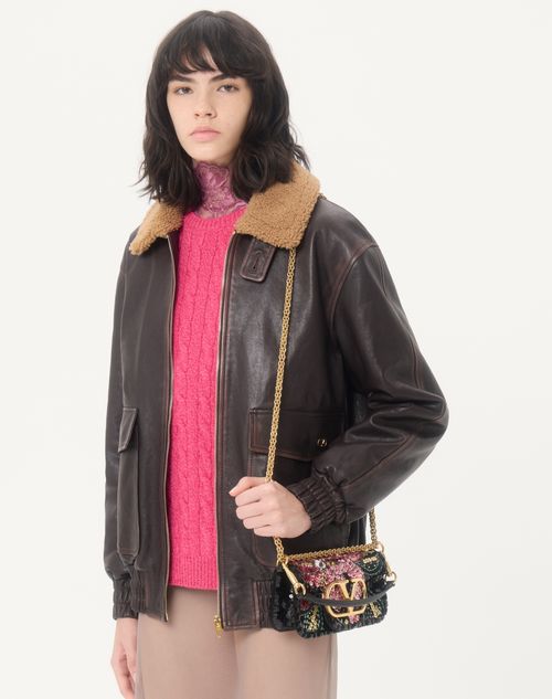 Valentino Garavani - Valentino Garavani Locò Small Embroidered Shoulder Bag - Multicolor - Woman - Shoulder Bags