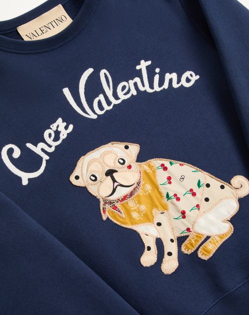 Valentino - Embroidered Cotton Sweatshirt - Blue - Woman - Tshirts And Sweatshirts