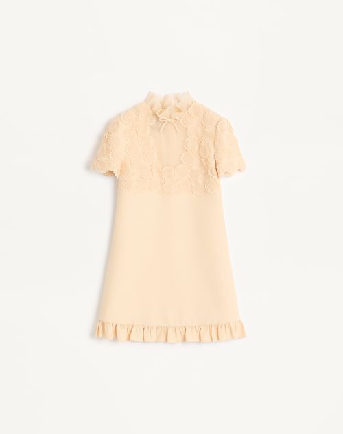 Valentino - Abito Corto In Crepe Couture Ricamato - Betulla - Donna - Abiti