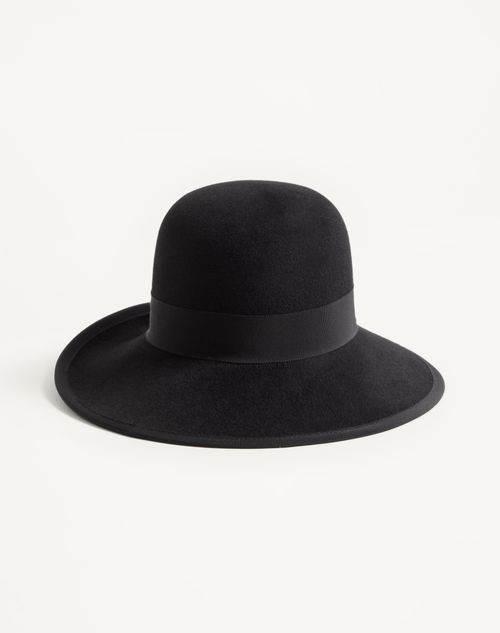 Valentino Garavani - Vlogo Signature Hat In Lapin Fabric - Black - Woman - Hats And Gloves