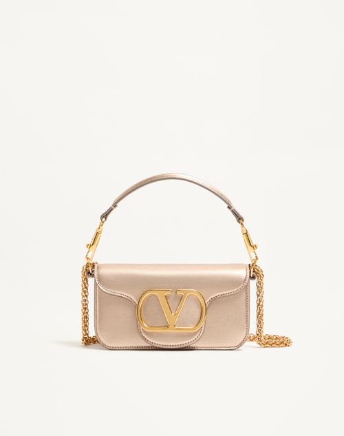 Valentino Garavani - Valentino Garavani Locò Small Shoulder Bag In Laminated Calfskin - Champagne - Woman - Shoulder Bags