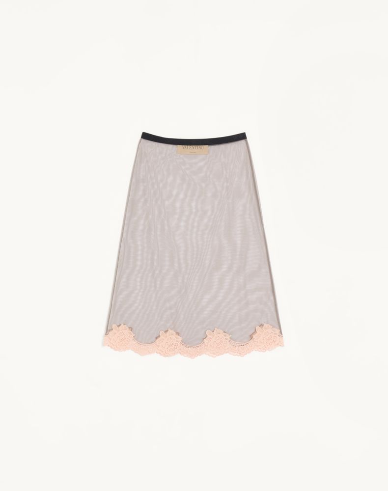 Valentino Women's Grey Tulle Midi Skirt Woman Xs