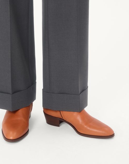 Valentino Garavani - Pat Ankle Boot In Kidskin - Roasted Pecan - Man - Boots