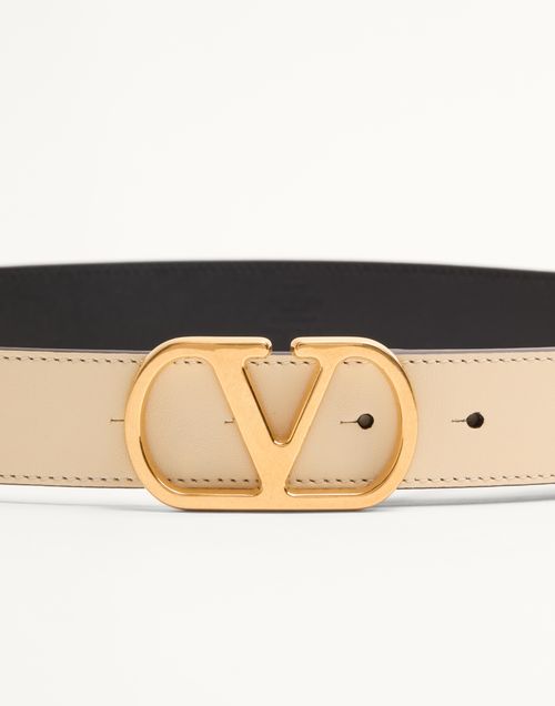 Valentino Garavani - Vlogo Signature Belt In Shiny Calfskin 30 Mm - Butter - Woman - Belts