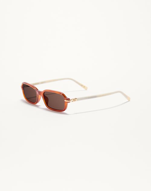 Valentino - Rectangular Acetate Eyewear - Ivory/black/brown - Unisex - Eyewear