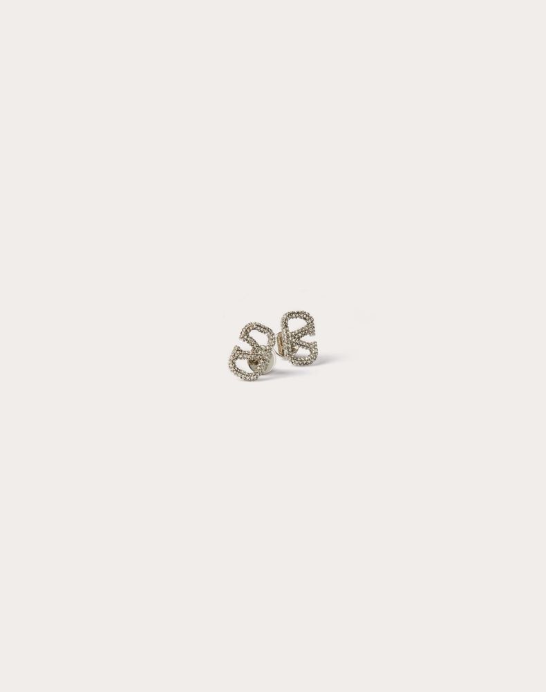 Valentino Garavani Women's Palladium/Crystal Vlogo Signature Earrings In Metal And Swarovski Crystals Woman Uni