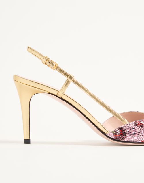Valentino Garavani - Zapato Vlogo Signature Con Tira Trasera, Bordado Cherryfic Y Tacón De 80 mm - Multicolor - Mujer - Salones