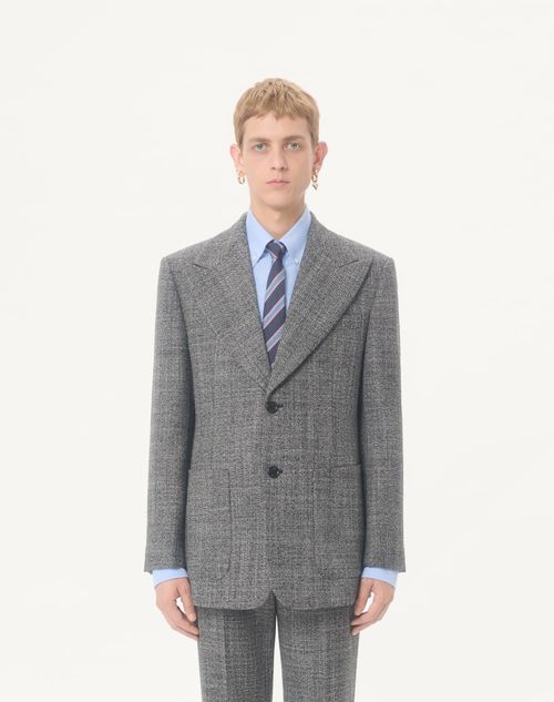 Valentino - Valentino Single-breasted Mouliné Wool Jacket - White/ Black - Man - Coats And Blazers