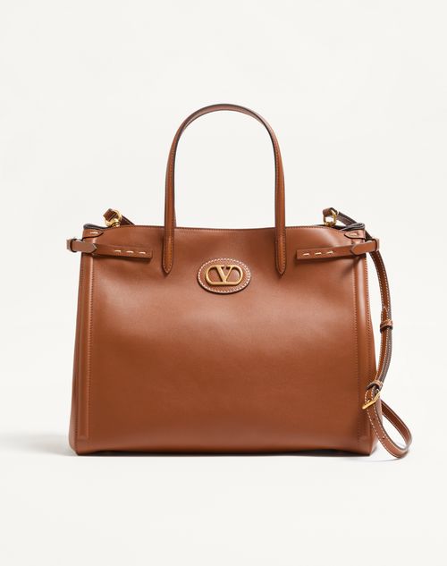 Valentino Garavani Valentino Garavani Antibes Medium Calfskin Shopping Bag Woman Tobacco Onesize