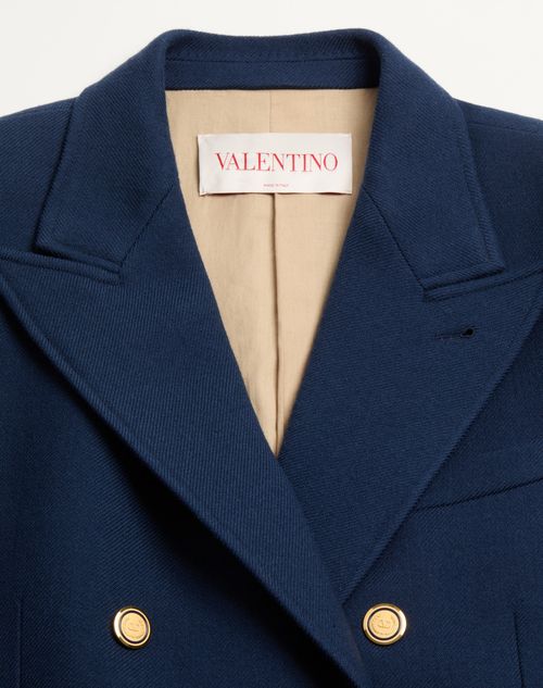 Valentino - Double-breasted Double Wool Jacket - Indigo - Man - Coats And Blazers