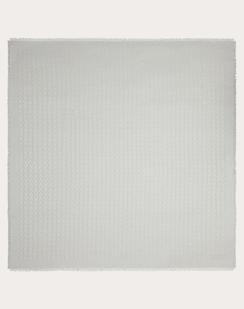 Valentino Garavani - Shiny Optical Valentino Jacquard Shawl In Silk And Wool 140x140 Cm - Silver - Woman - Soft Accessories