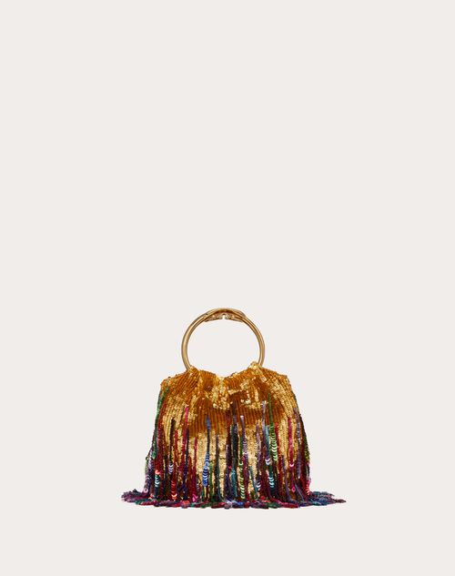 Valentino Garavani Small Carry Secrets Embroidered Bucket Bag Woman Gold/multicolour Uni
