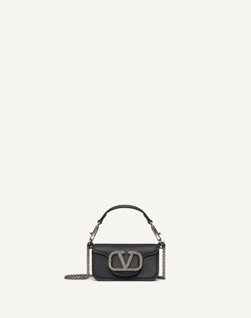 Valentino Garavani Garavani Locò Micro Bag With Chain And Jewel Logo Woman Black Uni