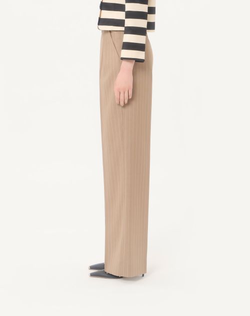 Valentino - Faded Pinstripe Trousers - Beige/ivory - Woman - Trousers And Shorts